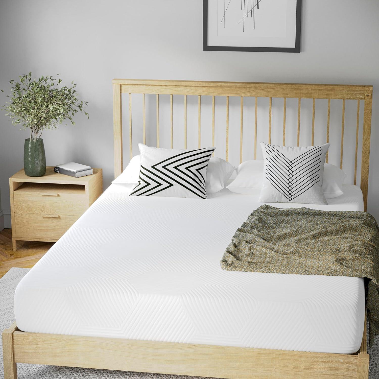 imageFlash Furniture Jasmine 8 Inch Green Tea Memory Foam Mattress Charcoal Infused Supportive Pressure Relief CertiPURUS Certified Foam Twin Mattress in a Box WhiteQueen