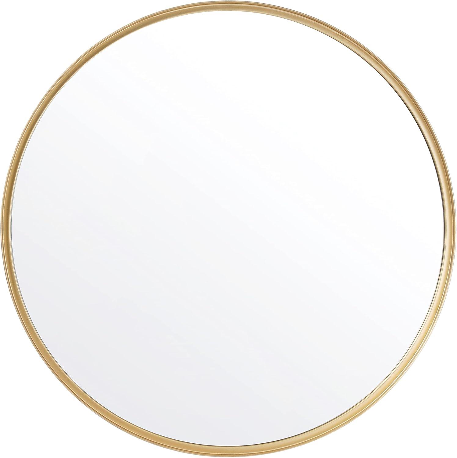 imageFlash Furniture Jennifer Metal Framed Wall Large Accent Mirror for Bathroom Vanity Entryway Dining Living Room 275quot Round GoldGold