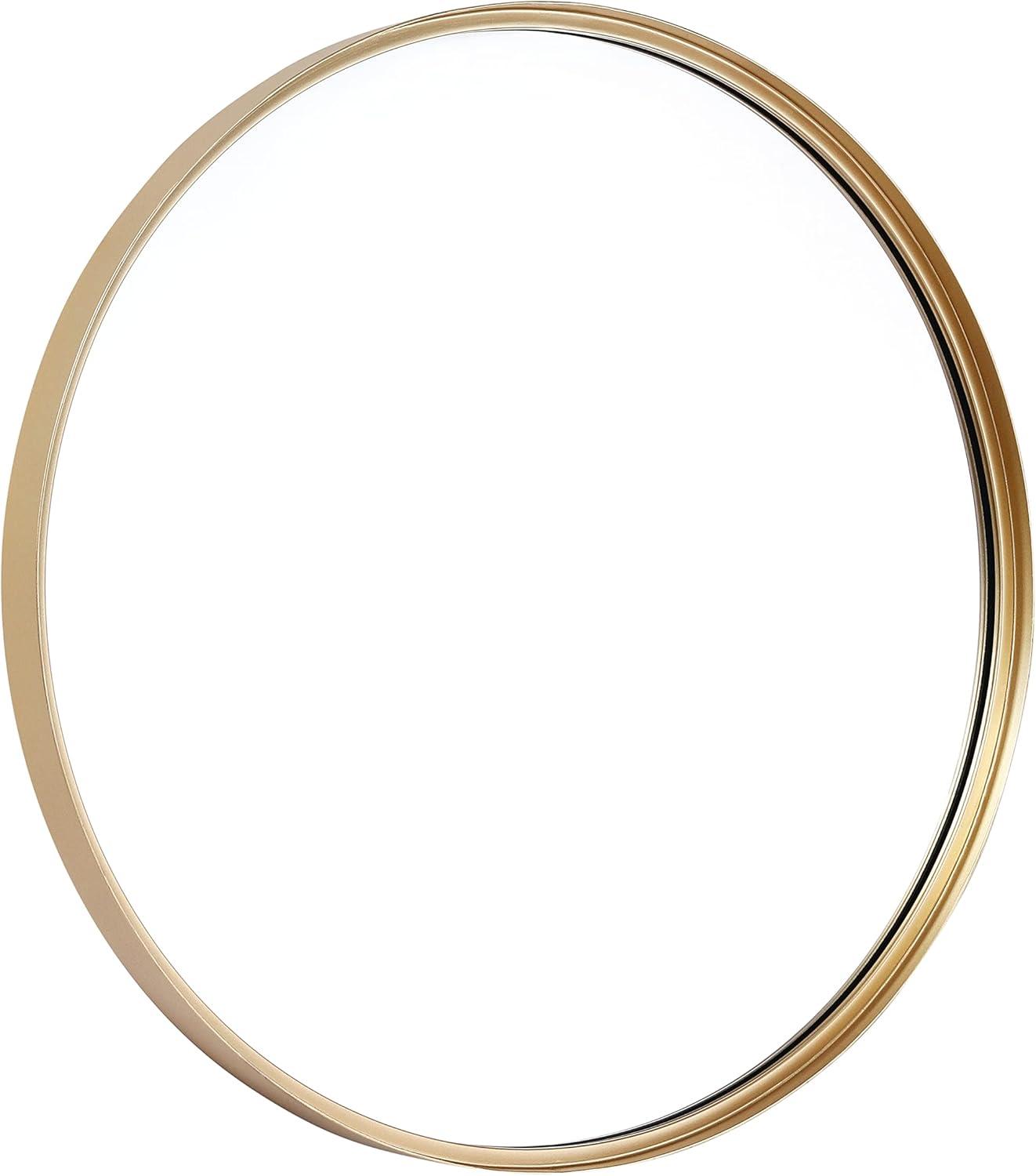 imageFlash Furniture Jennifer Metal Framed Wall Large Accent Mirror for Bathroom Vanity Entryway Dining Living Room 275quot Round GoldGold