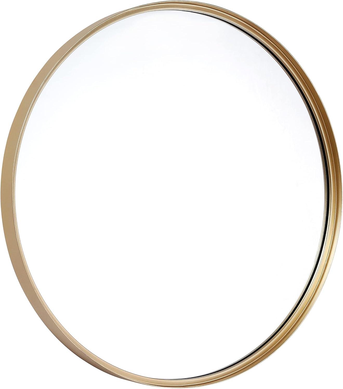 imageFlash Furniture Jennifer Metal Framed Wall Large Accent Mirror for Bathroom Vanity Entryway Dining Living Room 275quot Round GoldGold