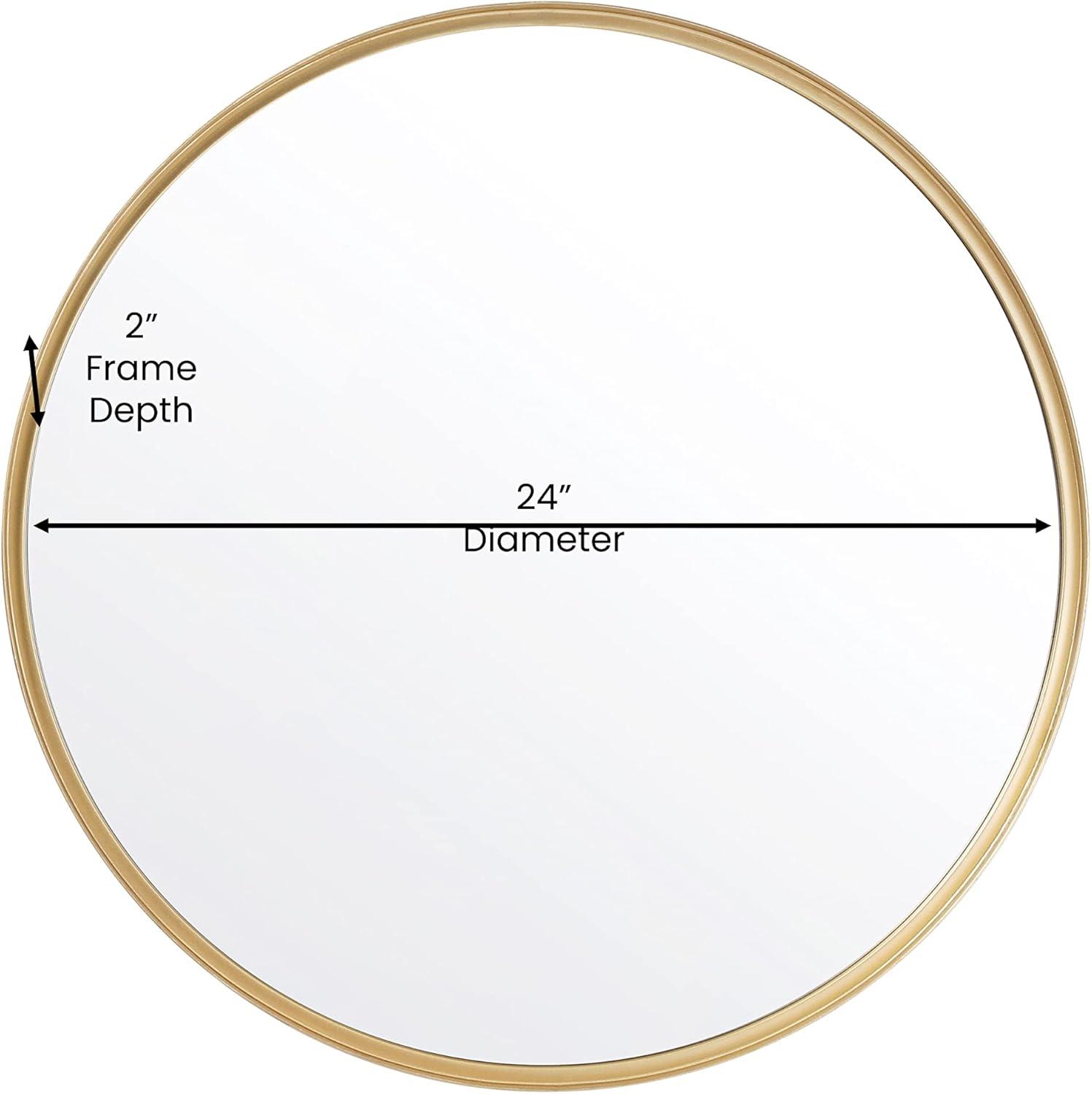 imageFlash Furniture Jennifer Metal Framed Wall Large Accent Mirror for Bathroom Vanity Entryway Dining Living Room 275quot Round GoldGold