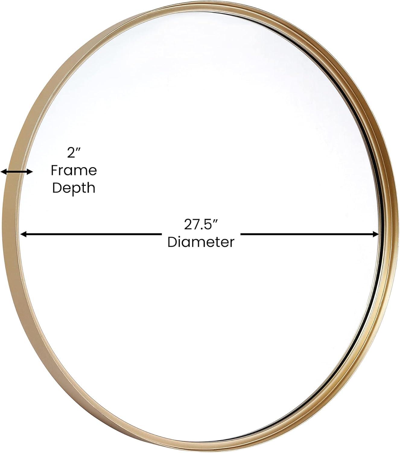 imageFlash Furniture Jennifer Metal Framed Wall Large Accent Mirror for Bathroom Vanity Entryway Dining Living Room 275quot Round GoldGold