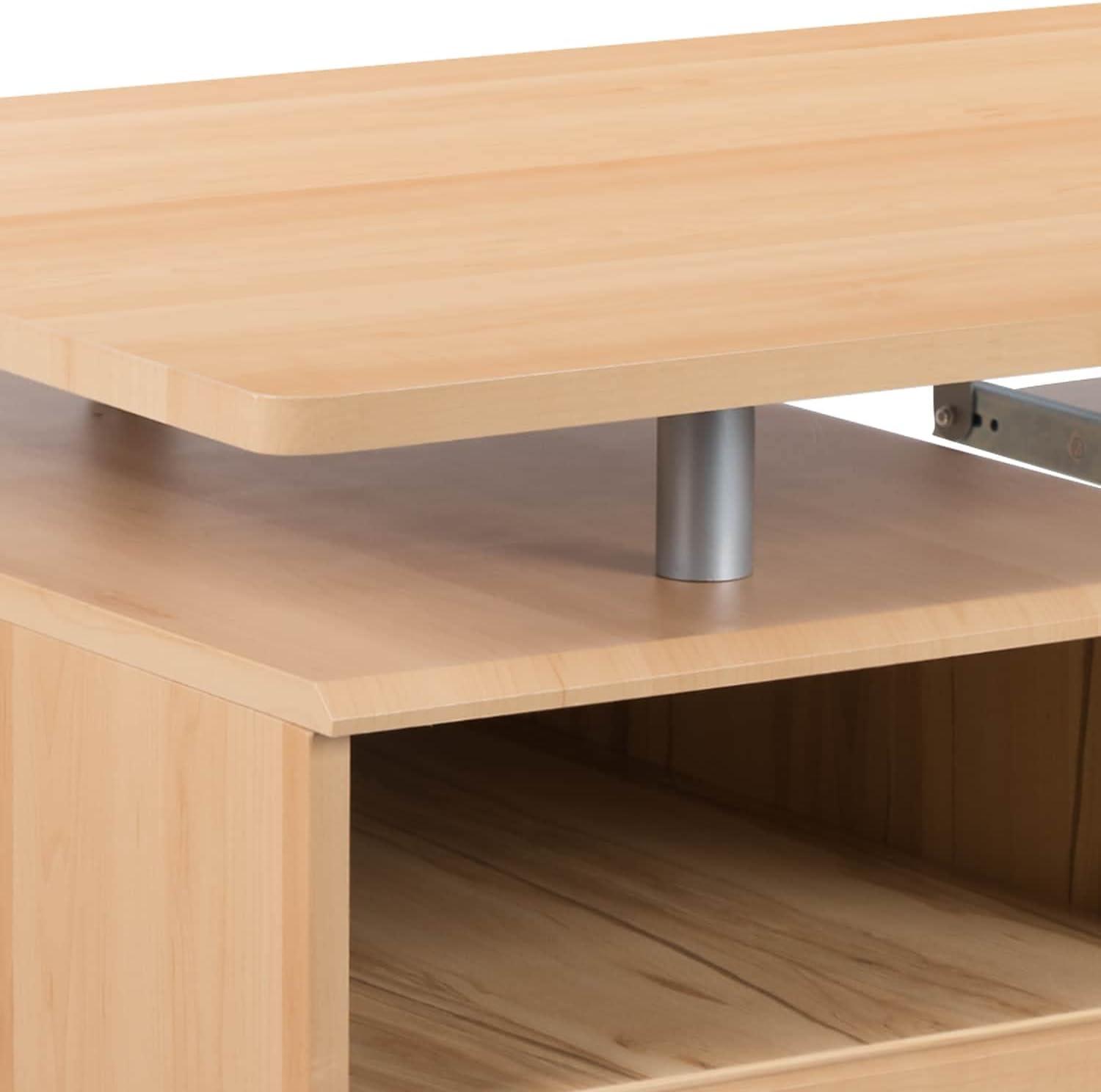 imageFlash Furniture Joshua White Desk with Three Drawer Pedestal and PullOut Keyboard TrayMaple