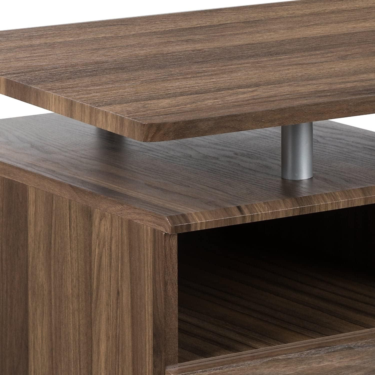 imageFlash Furniture Joshua White Desk with Three Drawer Pedestal and PullOut Keyboard TrayRustic Walnut
