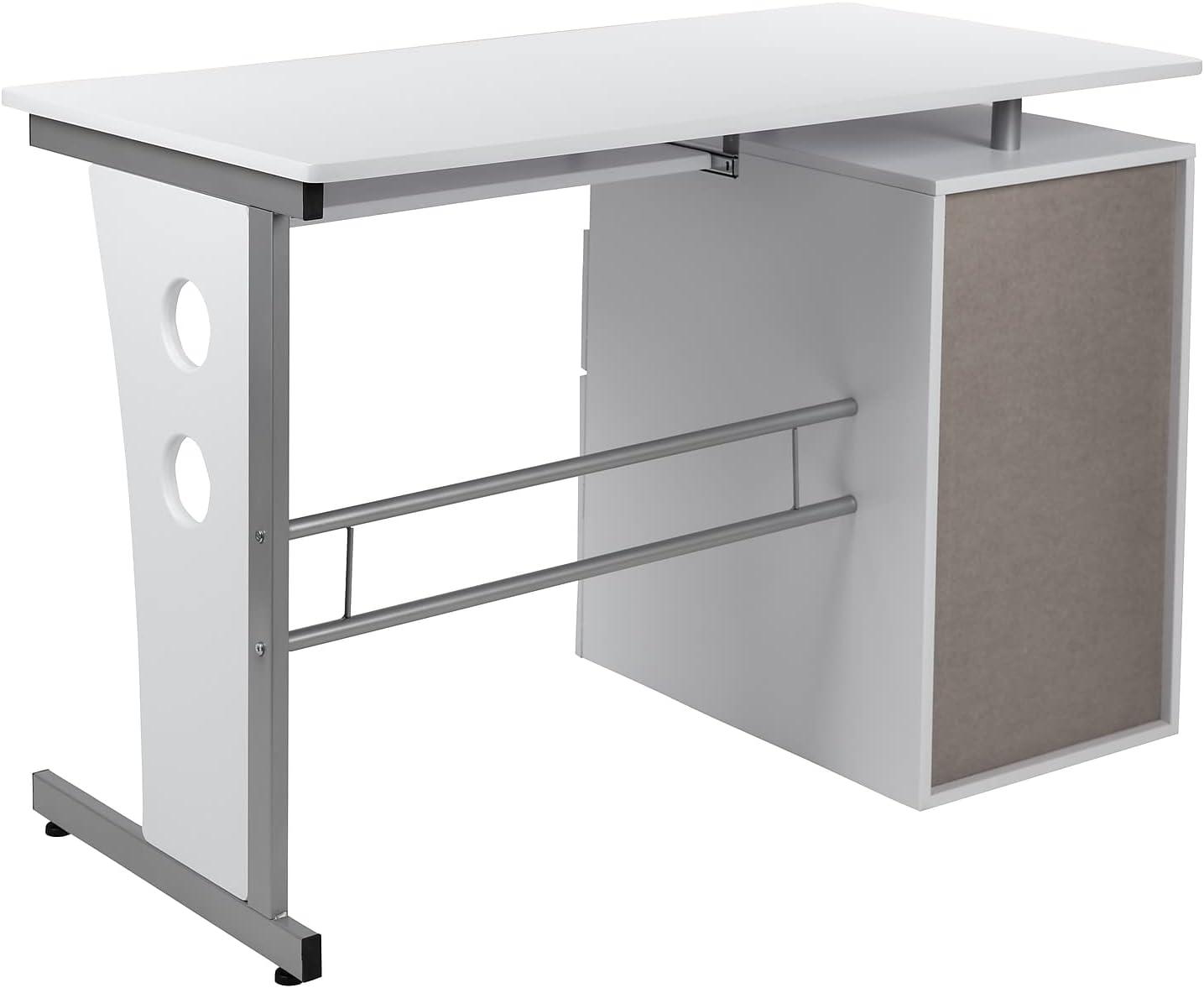 imageFlash Furniture Joshua White Desk with Three Drawer Pedestal and PullOut Keyboard TrayWhite