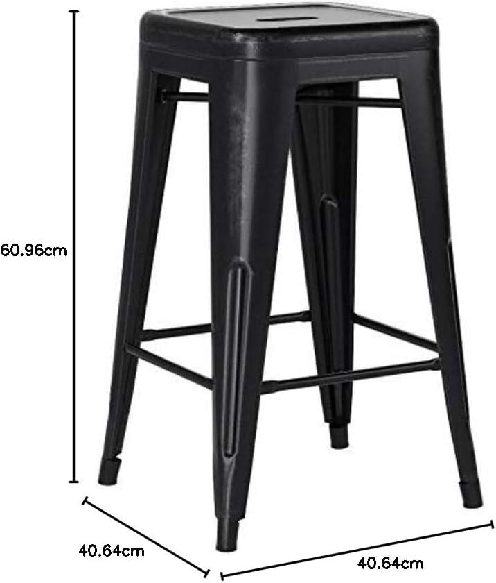 imageFlash Furniture Kai Commercial Grade 24quot High Backless Black Metal IndoorOutdoor Counter Height Stool with Square SeatBlack