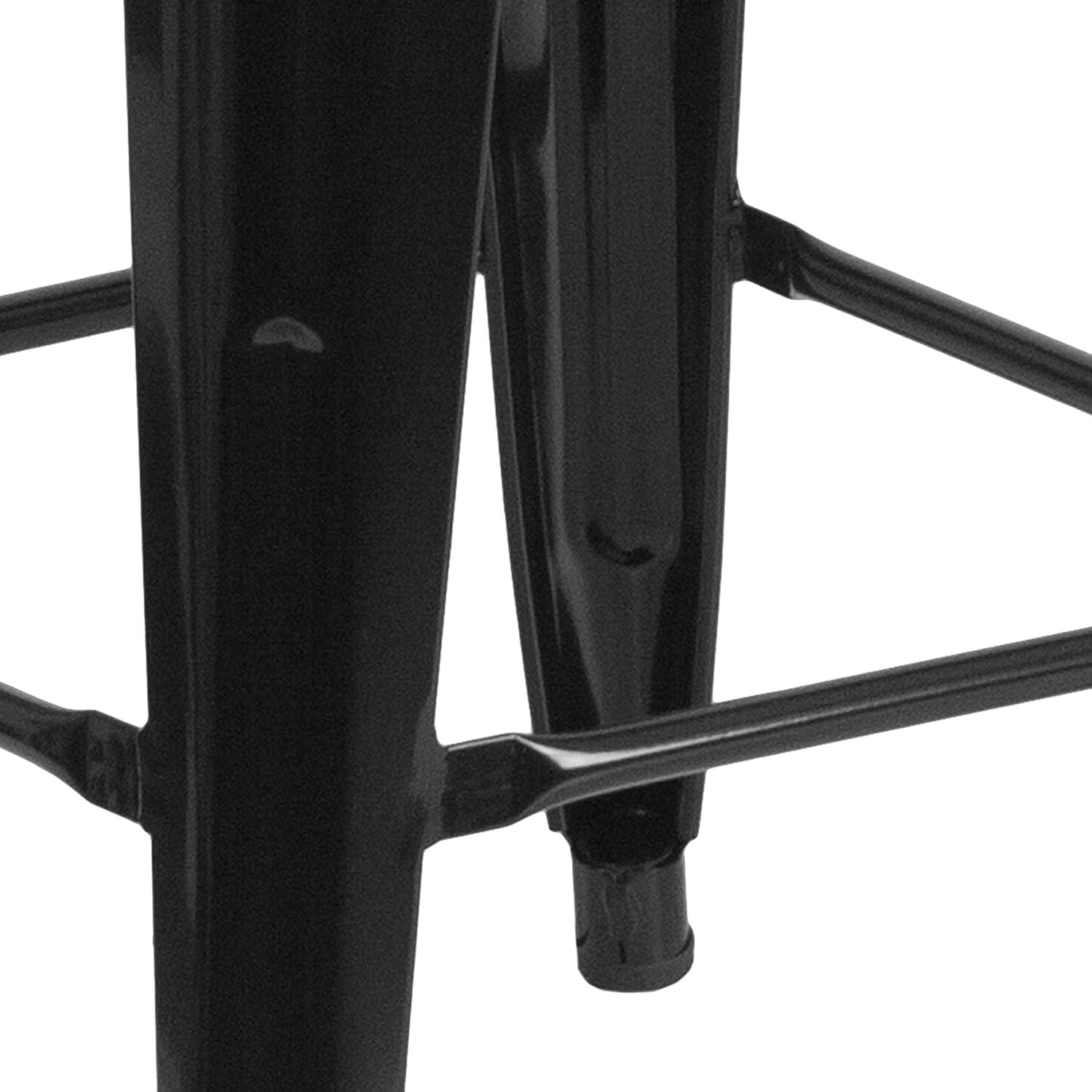 imageFlash Furniture Kai Commercial Grade 24quot High Backless Black Metal IndoorOutdoor Counter Height Stool with Square SeatBlack