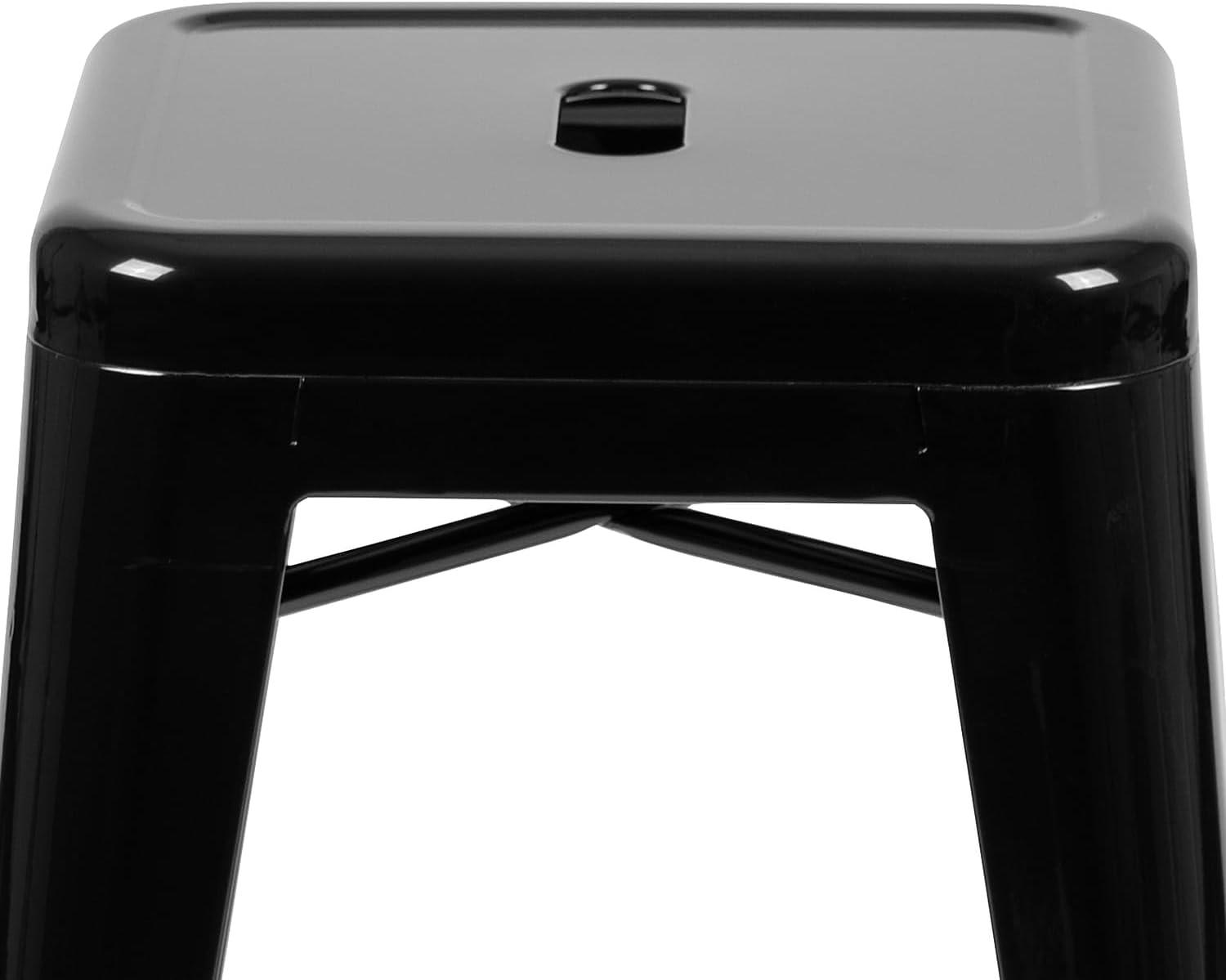 imageFlash Furniture Kai Commercial Grade 24quot High Backless Black Metal IndoorOutdoor Counter Height Stool with Square SeatBlack