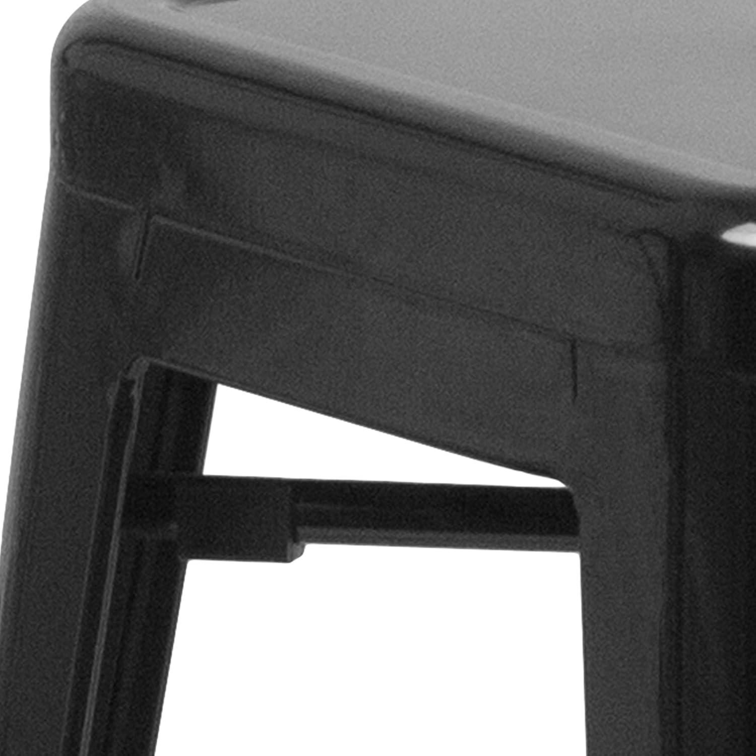 imageFlash Furniture Kai Commercial Grade 24quot High Backless Black Metal IndoorOutdoor Counter Height Stool with Square SeatBlack