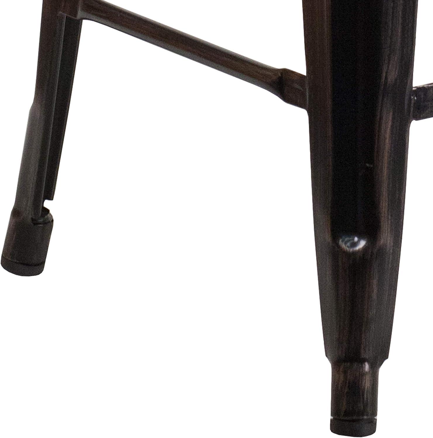 imageFlash Furniture Kai Commercial Grade 24quot High Backless Black Metal IndoorOutdoor Counter Height Stool with Square SeatBlackantique Gold