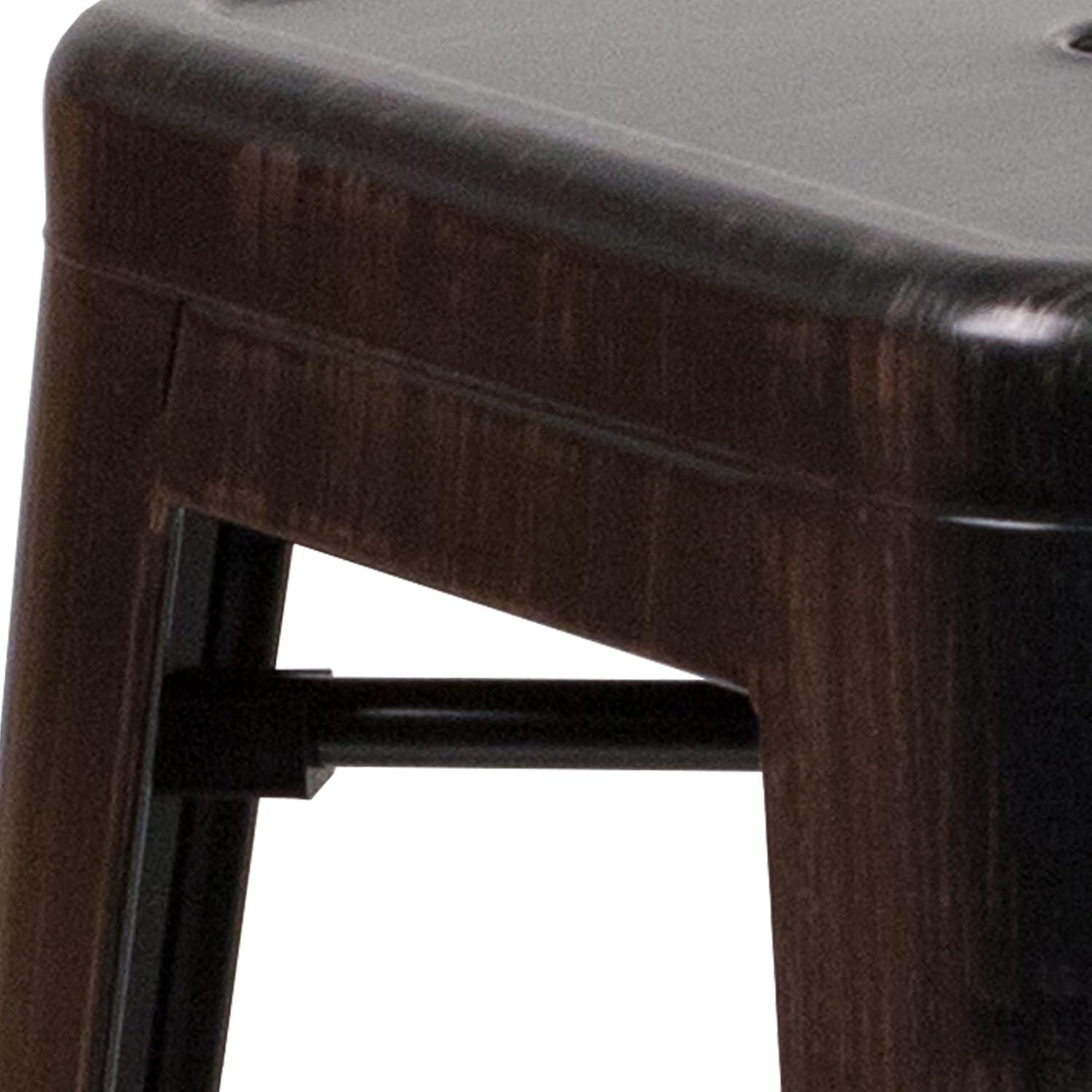 imageFlash Furniture Kai Commercial Grade 24quot High Backless Black Metal IndoorOutdoor Counter Height Stool with Square SeatBlackantique Gold