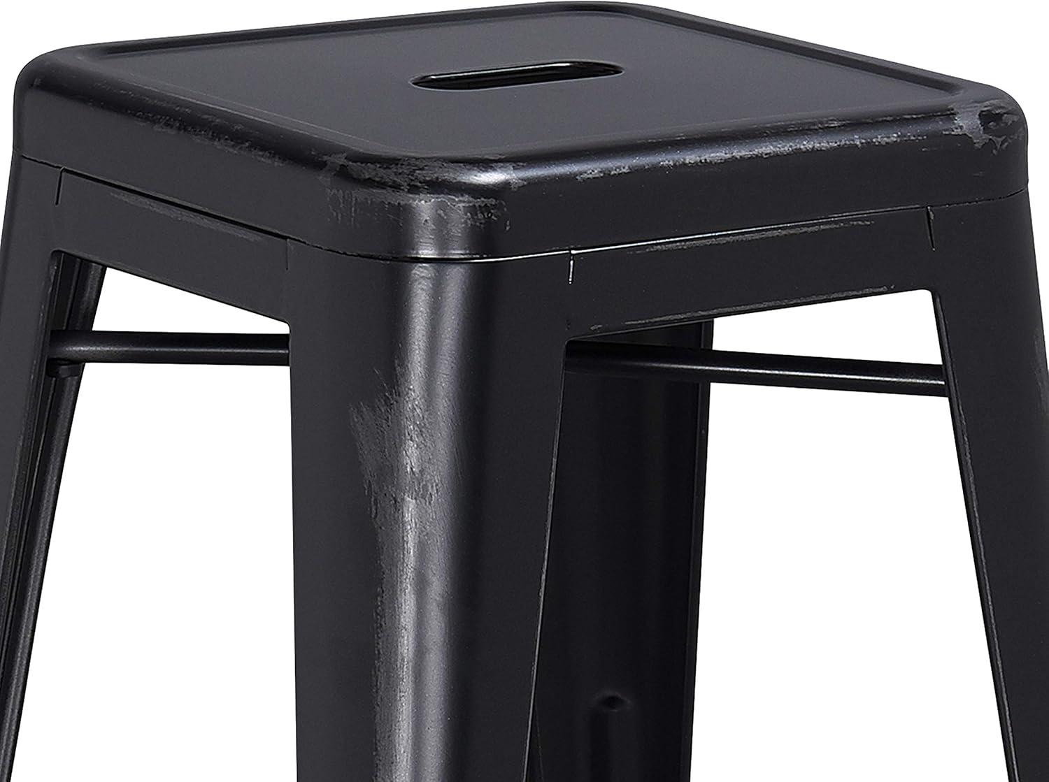 imageFlash Furniture Kai Commercial Grade 24quot High Backless Black Metal IndoorOutdoor Counter Height Stool with Square SeatDistressed Black