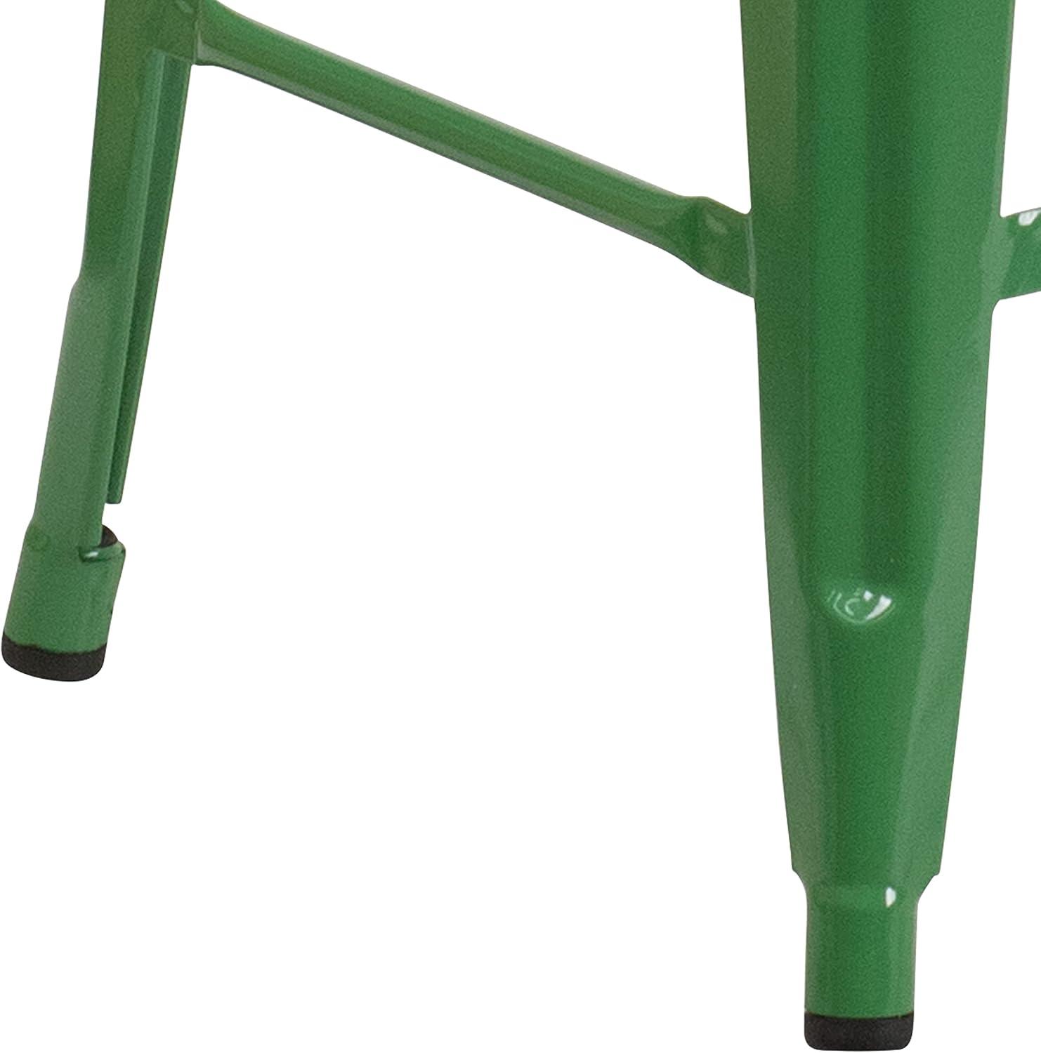 imageFlash Furniture Kai Commercial Grade 24quot High Backless Black Metal IndoorOutdoor Counter Height Stool with Square SeatGreen