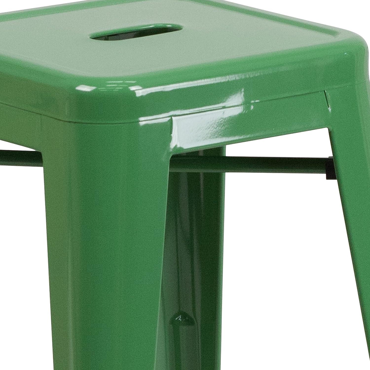 imageFlash Furniture Kai Commercial Grade 24quot High Backless Black Metal IndoorOutdoor Counter Height Stool with Square SeatGreen