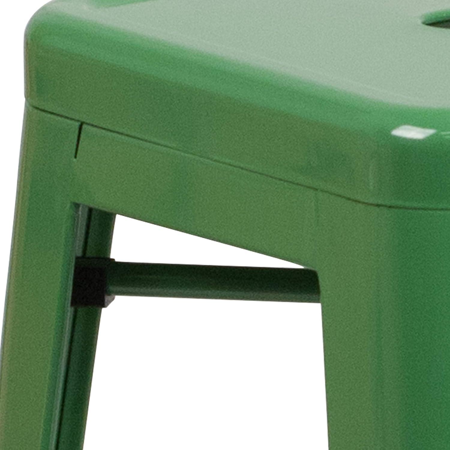 imageFlash Furniture Kai Commercial Grade 24quot High Backless Black Metal IndoorOutdoor Counter Height Stool with Square SeatGreen
