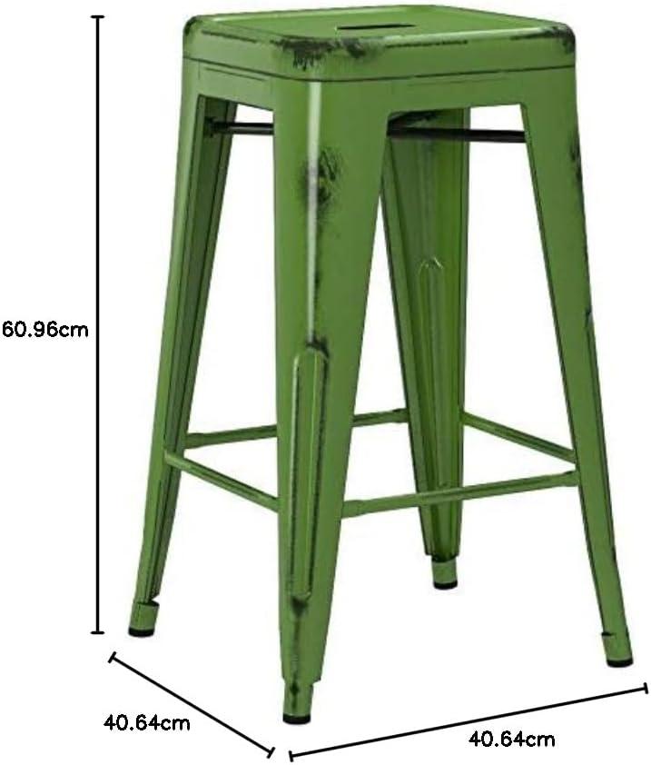 imageFlash Furniture Kai Commercial Grade 24quot High Backless Black Metal IndoorOutdoor Counter Height Stool with Square SeatGreen