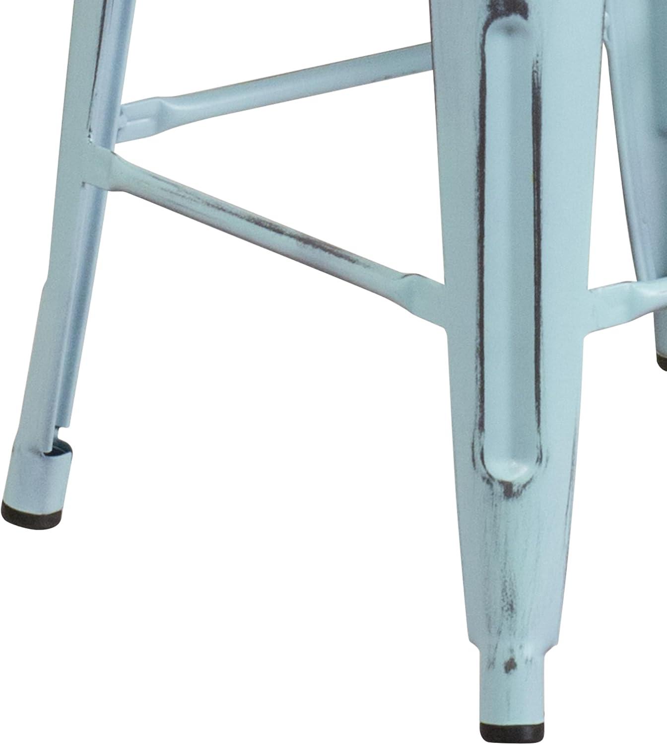 imageFlash Furniture Kai Commercial Grade 24quot High Backless Black Metal IndoorOutdoor Counter Height Stool with Square SeatGreenblue