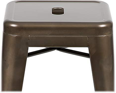 imageFlash Furniture Kai Commercial Grade 24quot High Backless Black Metal IndoorOutdoor Counter Height Stool with Square SeatGun Metal