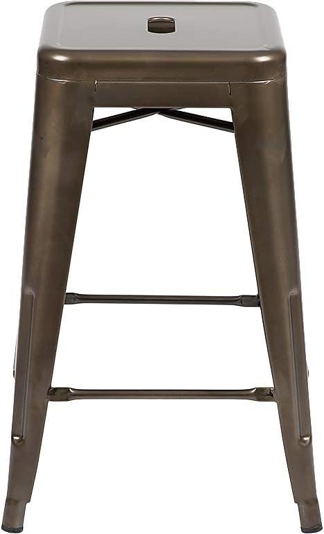 imageFlash Furniture Kai Commercial Grade 24quot High Backless Black Metal IndoorOutdoor Counter Height Stool with Square SeatGun Metal