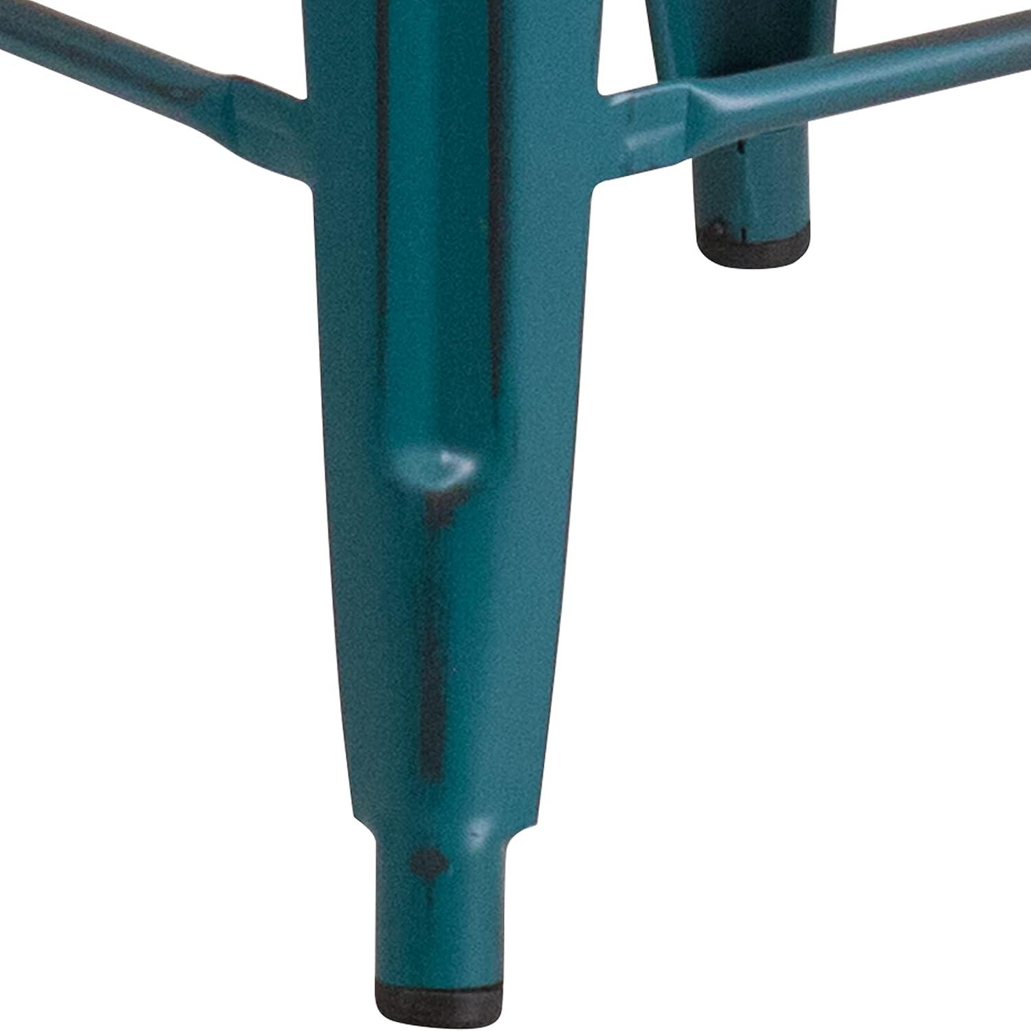 imageFlash Furniture Kai Commercial Grade 24quot High Backless Black Metal IndoorOutdoor Counter Height Stool with Square SeatKelly Blueteal