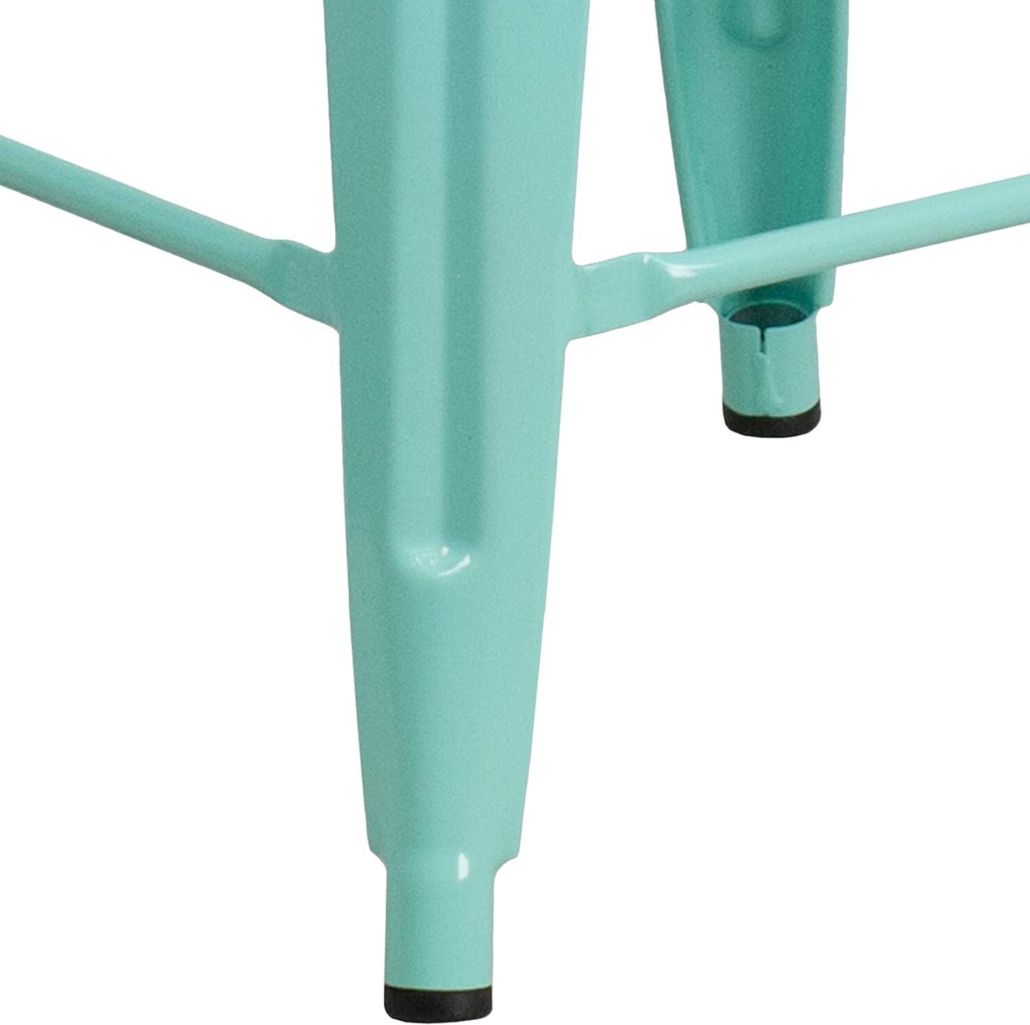 imageFlash Furniture Kai Commercial Grade 24quot High Backless Black Metal IndoorOutdoor Counter Height Stool with Square SeatMint Green