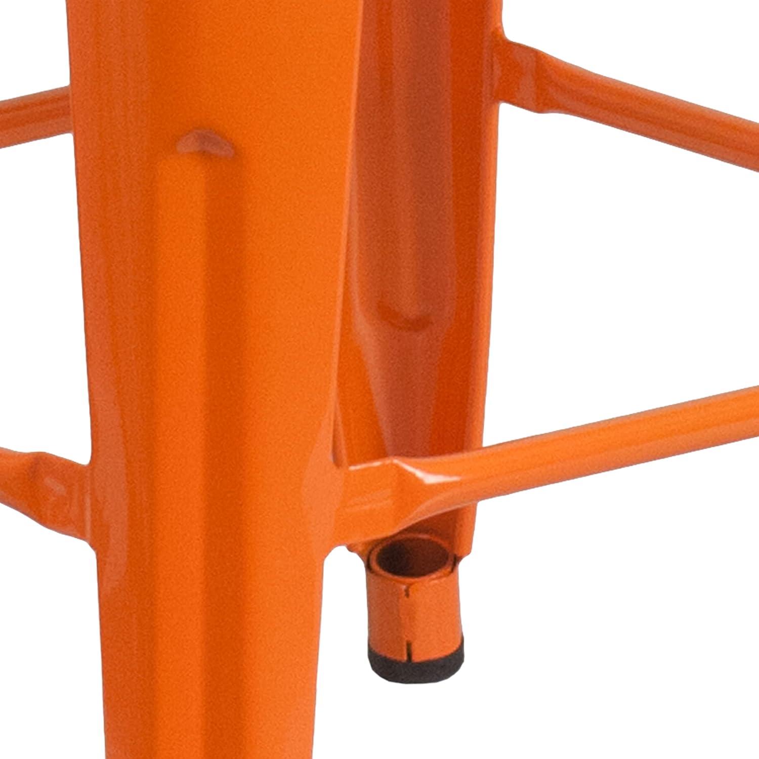 imageFlash Furniture Kai Commercial Grade 24quot High Backless Black Metal IndoorOutdoor Counter Height Stool with Square SeatOrange