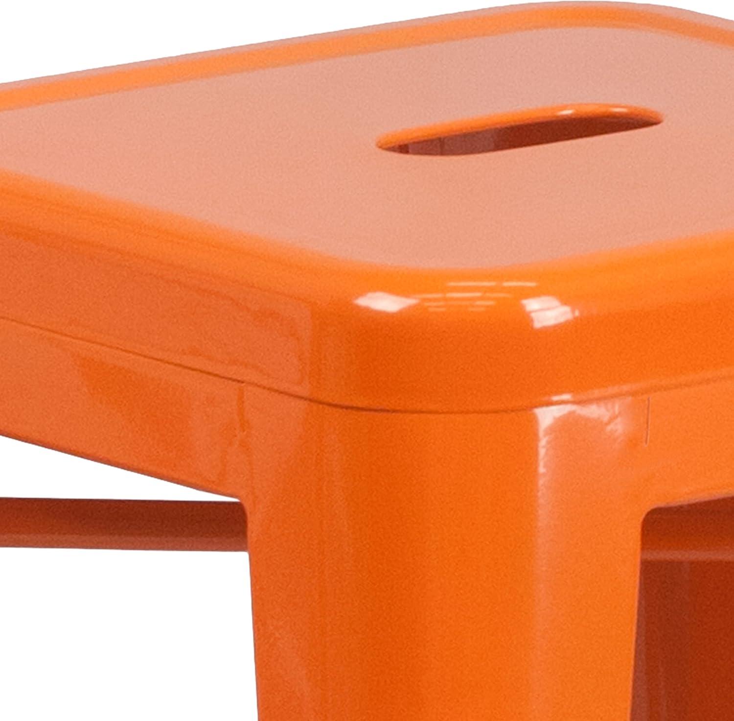 imageFlash Furniture Kai Commercial Grade 24quot High Backless Black Metal IndoorOutdoor Counter Height Stool with Square SeatOrange