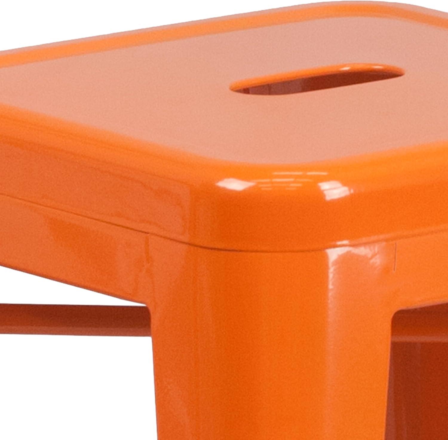 imageFlash Furniture Kai Commercial Grade 24quot High Backless Black Metal IndoorOutdoor Counter Height Stool with Square SeatOrange