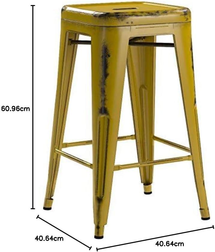 imageFlash Furniture Kai Commercial Grade 24quot High Backless Black Metal IndoorOutdoor Counter Height Stool with Square SeatYellow