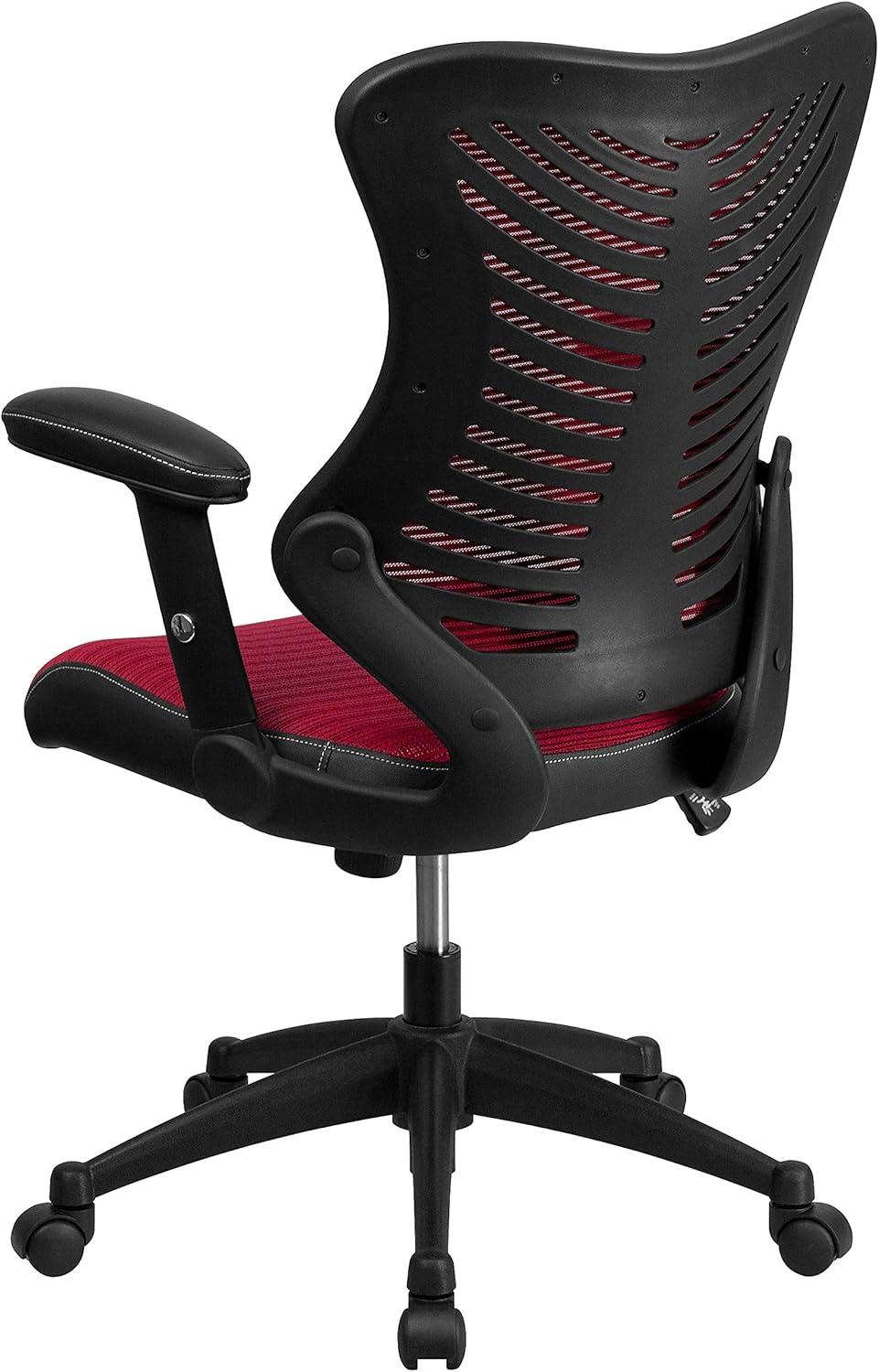 imageFlash Furniture Kale High Back Designer White Mesh Executive Swivel Ergonomic Office Chair with Adjustable ArmsBurgundy Mesh