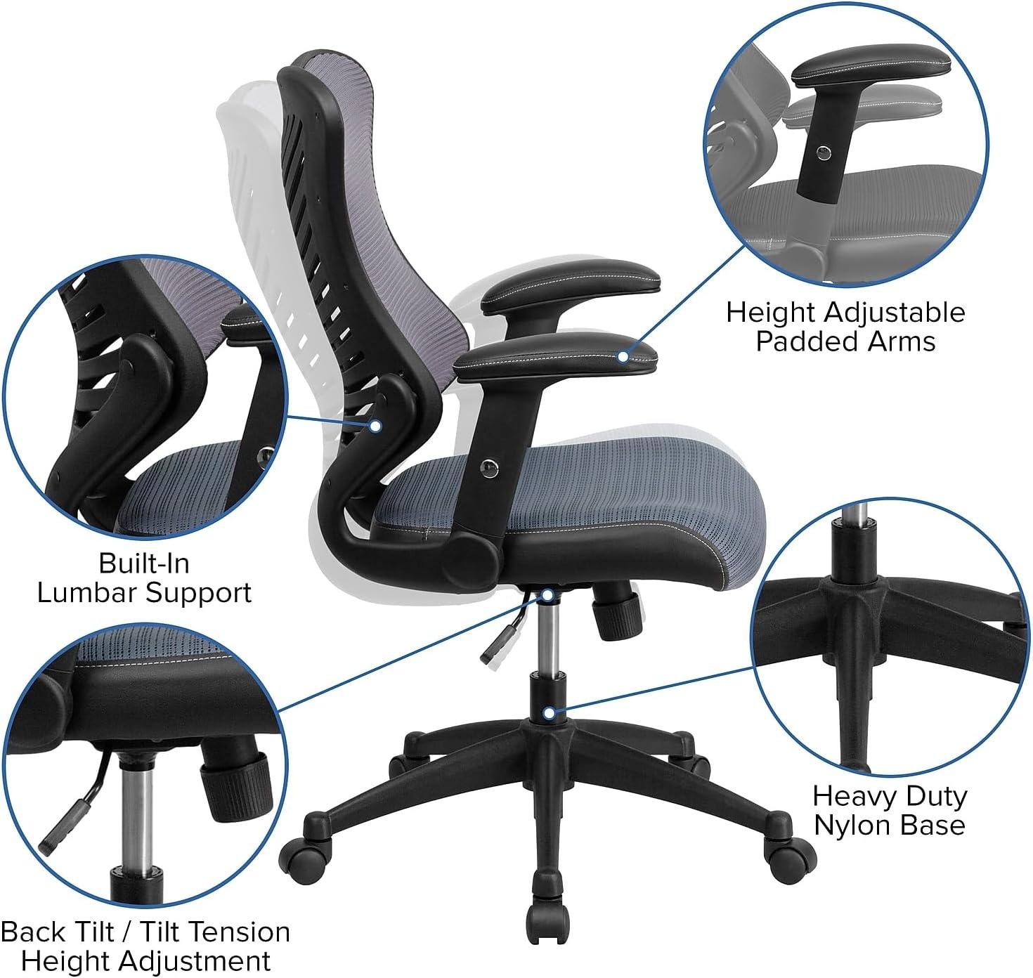 imageFlash Furniture Kale High Back Designer White Mesh Executive Swivel Ergonomic Office Chair with Adjustable ArmsGray Mesh