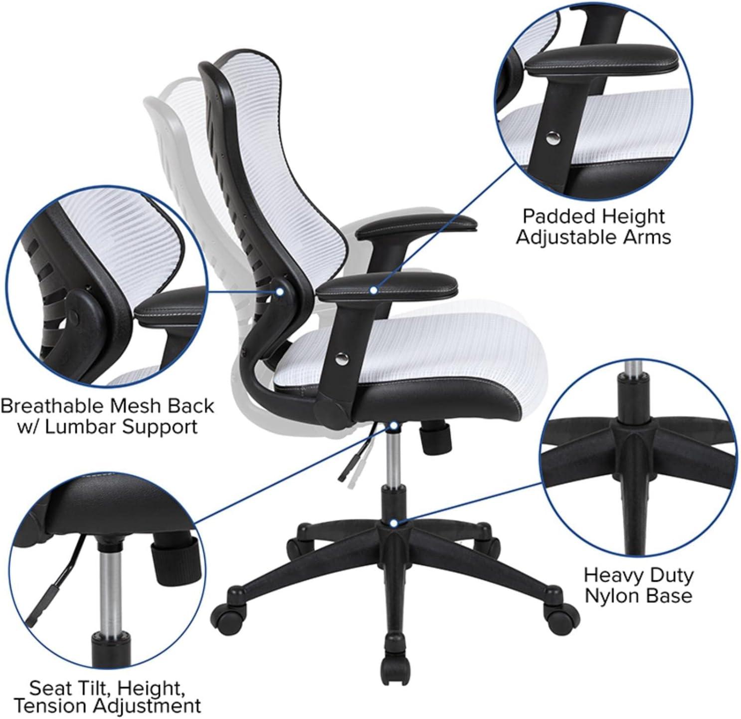 imageFlash Furniture Kale High Back Designer White Mesh Executive Swivel Ergonomic Office Chair with Adjustable ArmsWhite Mesh