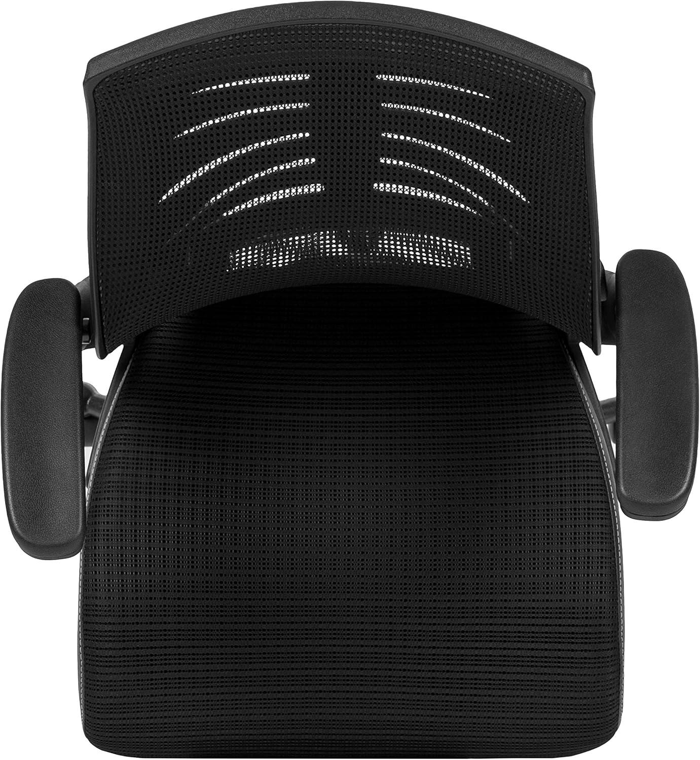 imageFlash Furniture Kale HighBack Ergonomic Mesh Office Chair with FlipUp Arms and Adjustable Foot Ring SpineBack Tall Executive Swivel Chair BlackBlack