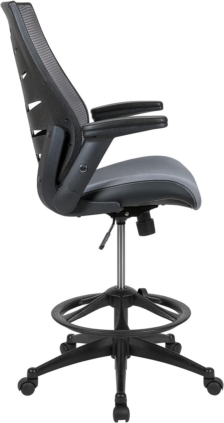imageFlash Furniture Kale HighBack Ergonomic Mesh Office Chair with FlipUp Arms and Adjustable Foot Ring SpineBack Tall Executive Swivel Chair BlackDark Gray