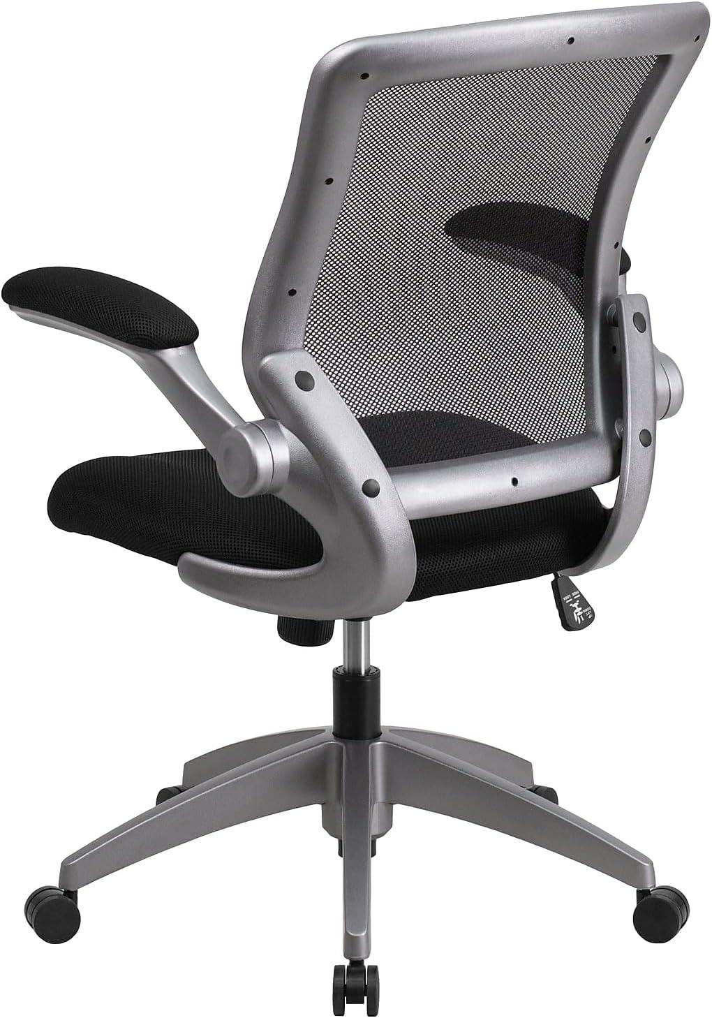 imageFlash Furniture Kale MidBack Black Mesh Swivel Ergonomic Task Office Chair with Gray Frame and FlipUp Arms