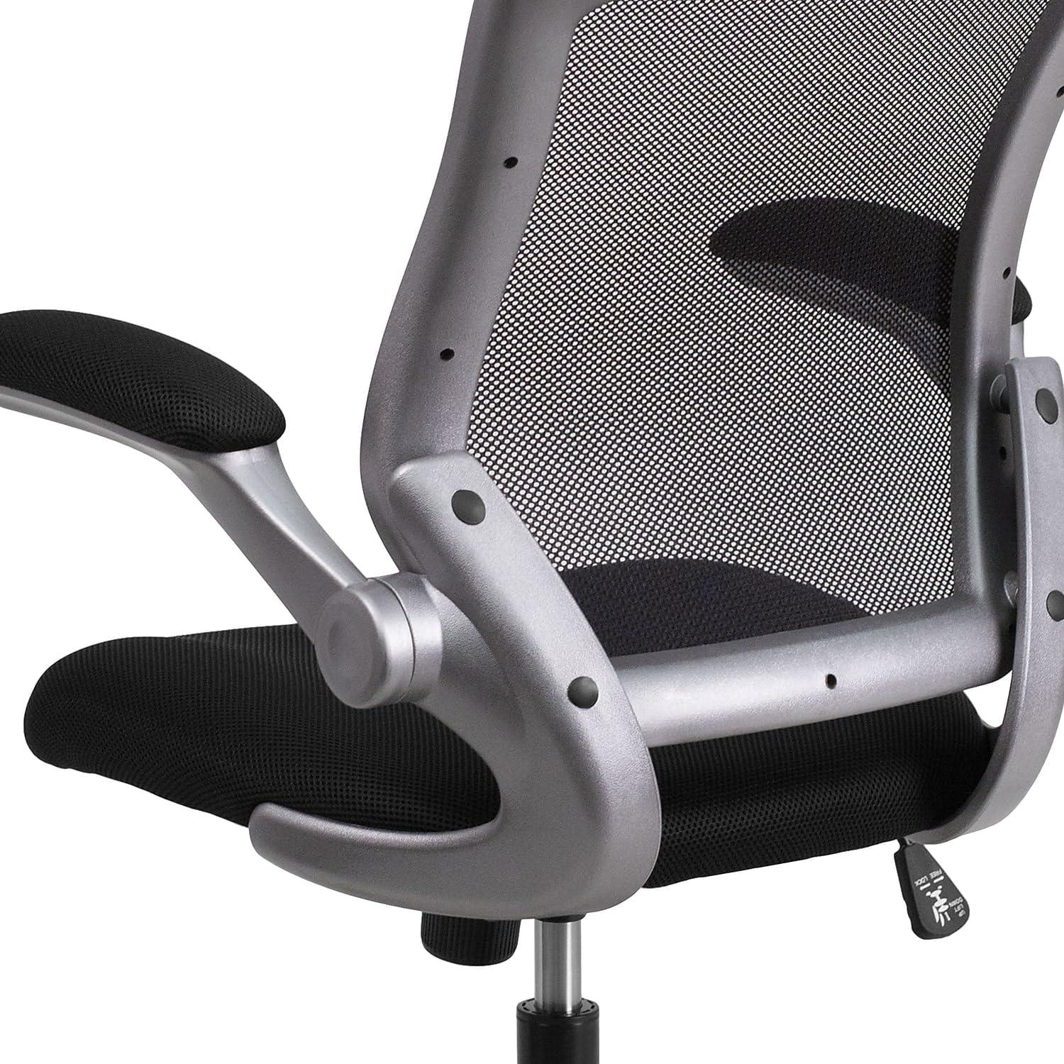 imageFlash Furniture Kale MidBack Black Mesh Swivel Ergonomic Task Office Chair with Gray Frame and FlipUp Arms