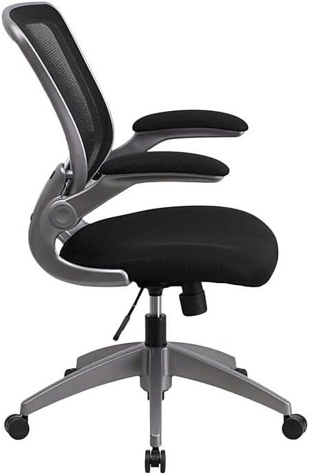 imageFlash Furniture Kale MidBack Black Mesh Swivel Ergonomic Task Office Chair with Gray Frame and FlipUp Arms