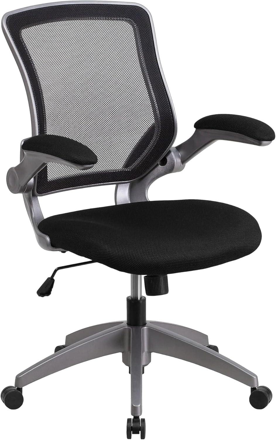 imageFlash Furniture Kale MidBack Black Mesh Swivel Ergonomic Task Office Chair with Gray Frame and FlipUp Arms