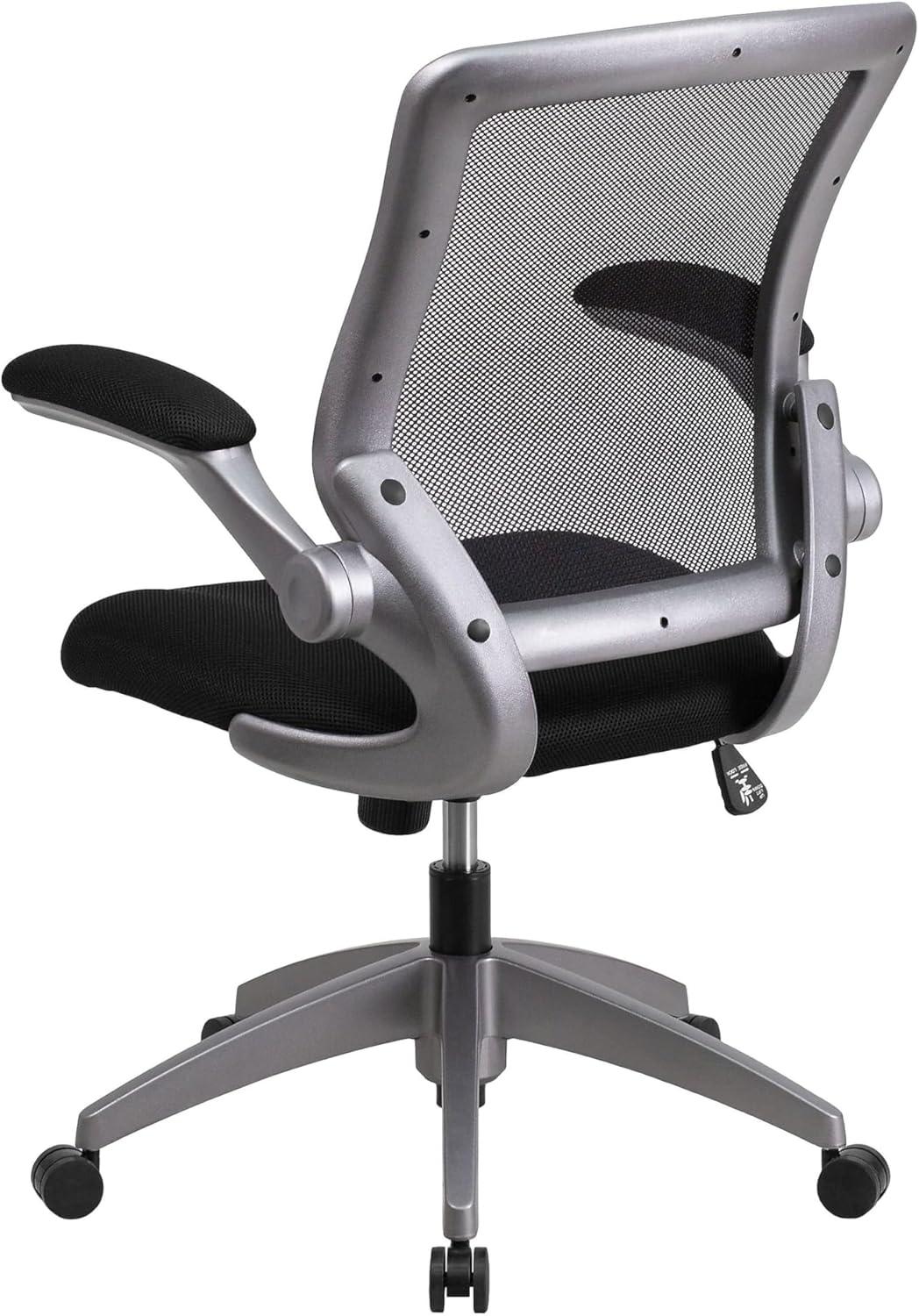 imageFlash Furniture Kale MidBack Black Mesh Swivel Ergonomic Task Office Chair with Gray Frame and FlipUp Arms