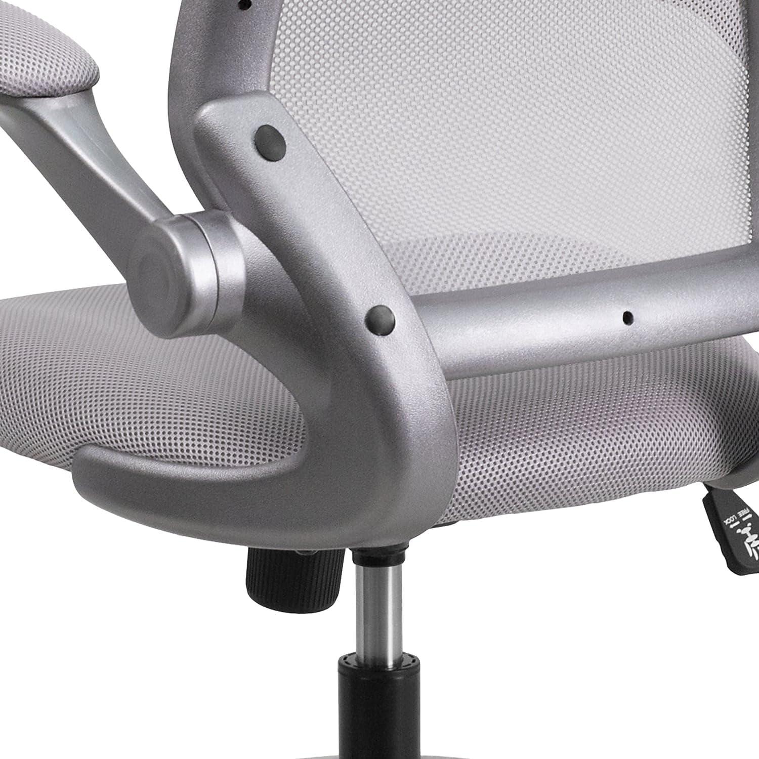 imageFlash Furniture Kale MidBack Gray Mesh Swivel Ergonomic Task Office Chair with Gray Frame and FlipUp ArmsGrey