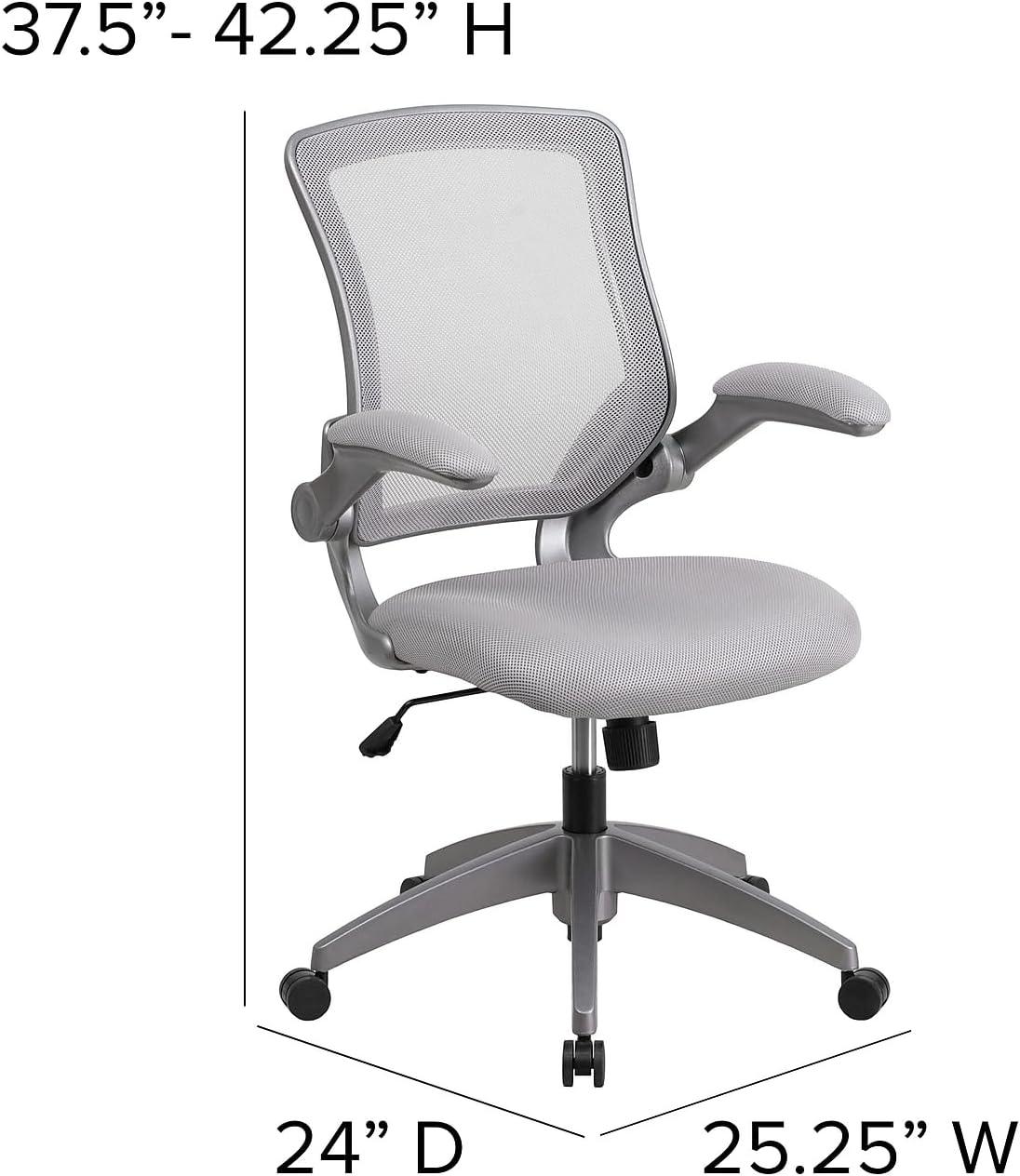 imageFlash Furniture Kale MidBack Gray Mesh Swivel Ergonomic Task Office Chair with Gray Frame and FlipUp ArmsGrey