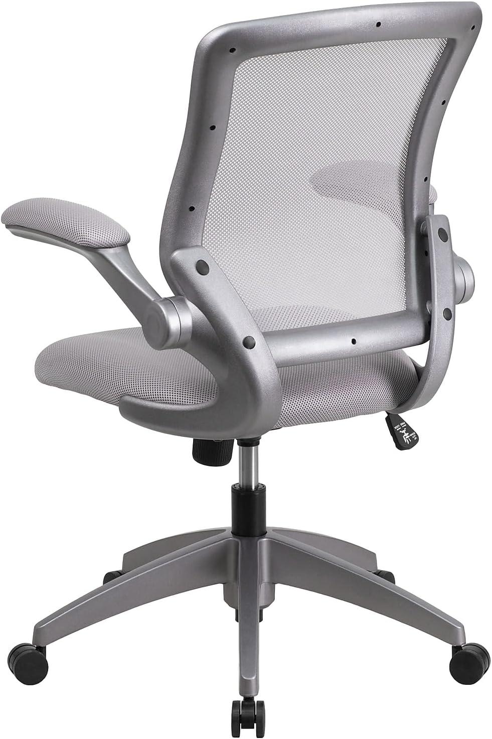 imageFlash Furniture Kale MidBack Gray Mesh Swivel Ergonomic Task Office Chair with Gray Frame and FlipUp ArmsGrey