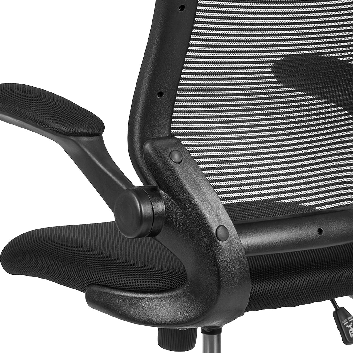 imageFlash Furniture Kale MidBack Swivel Office Chair with Adjustable Foot Ring Lumbar Support and Seat Height Ergonomic Mesh Executive Chair Black