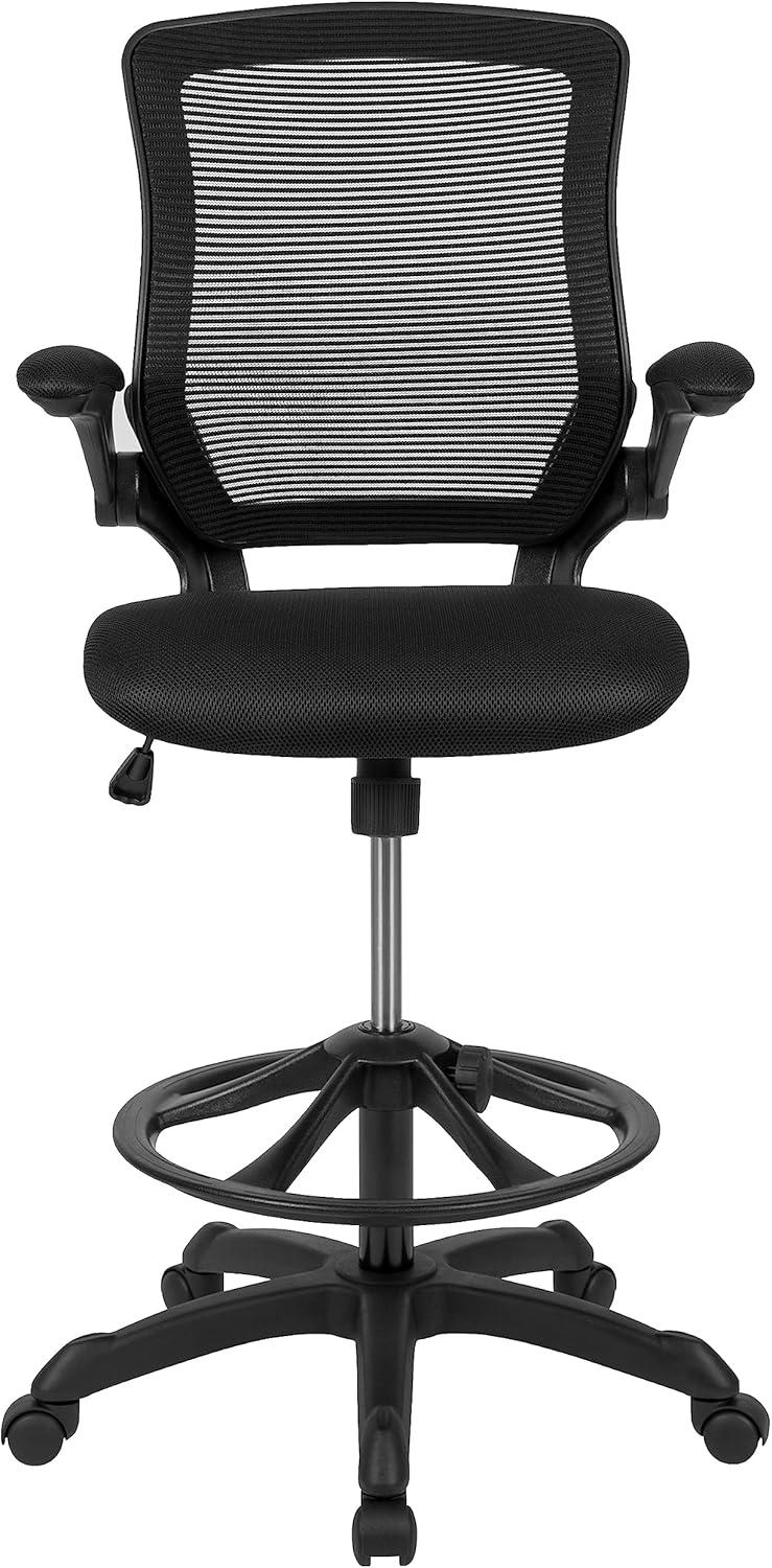 imageFlash Furniture Kale MidBack Swivel Office Chair with Adjustable Foot Ring Lumbar Support and Seat Height Ergonomic Mesh Executive Chair Black