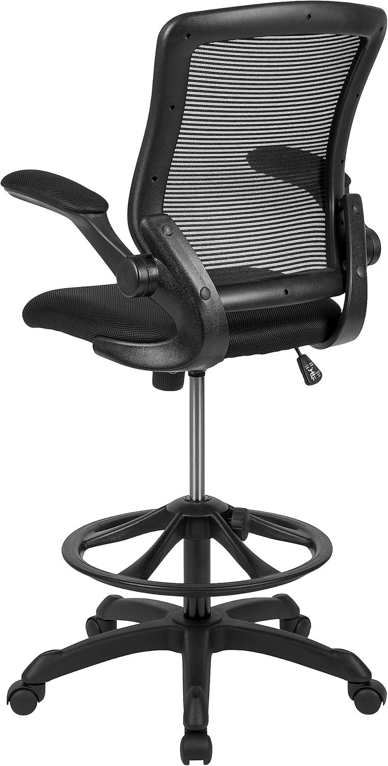 imageFlash Furniture Kale MidBack Swivel Office Chair with Adjustable Foot Ring Lumbar Support and Seat Height Ergonomic Mesh Executive Chair Black