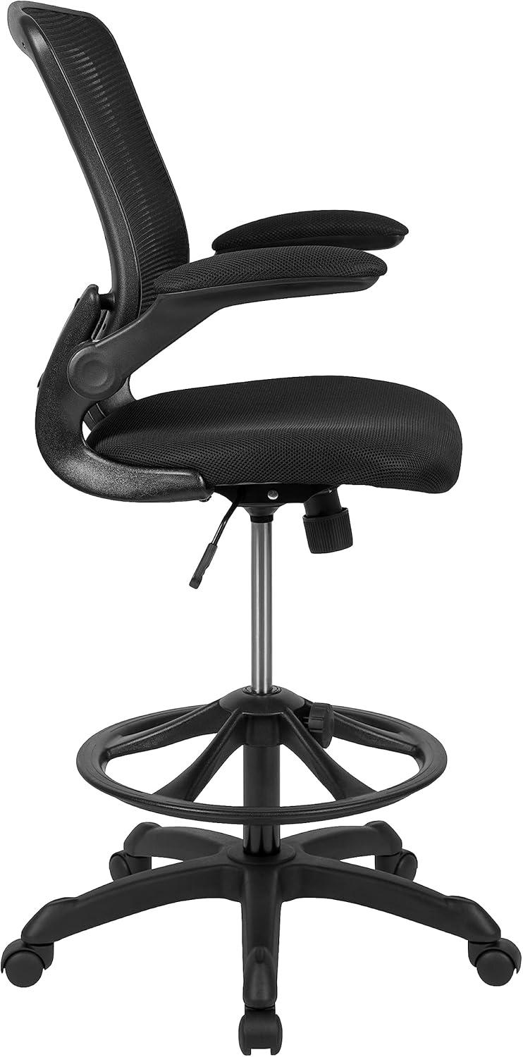 imageFlash Furniture Kale MidBack Swivel Office Chair with Adjustable Foot Ring Lumbar Support and Seat Height Ergonomic Mesh Executive Chair Black