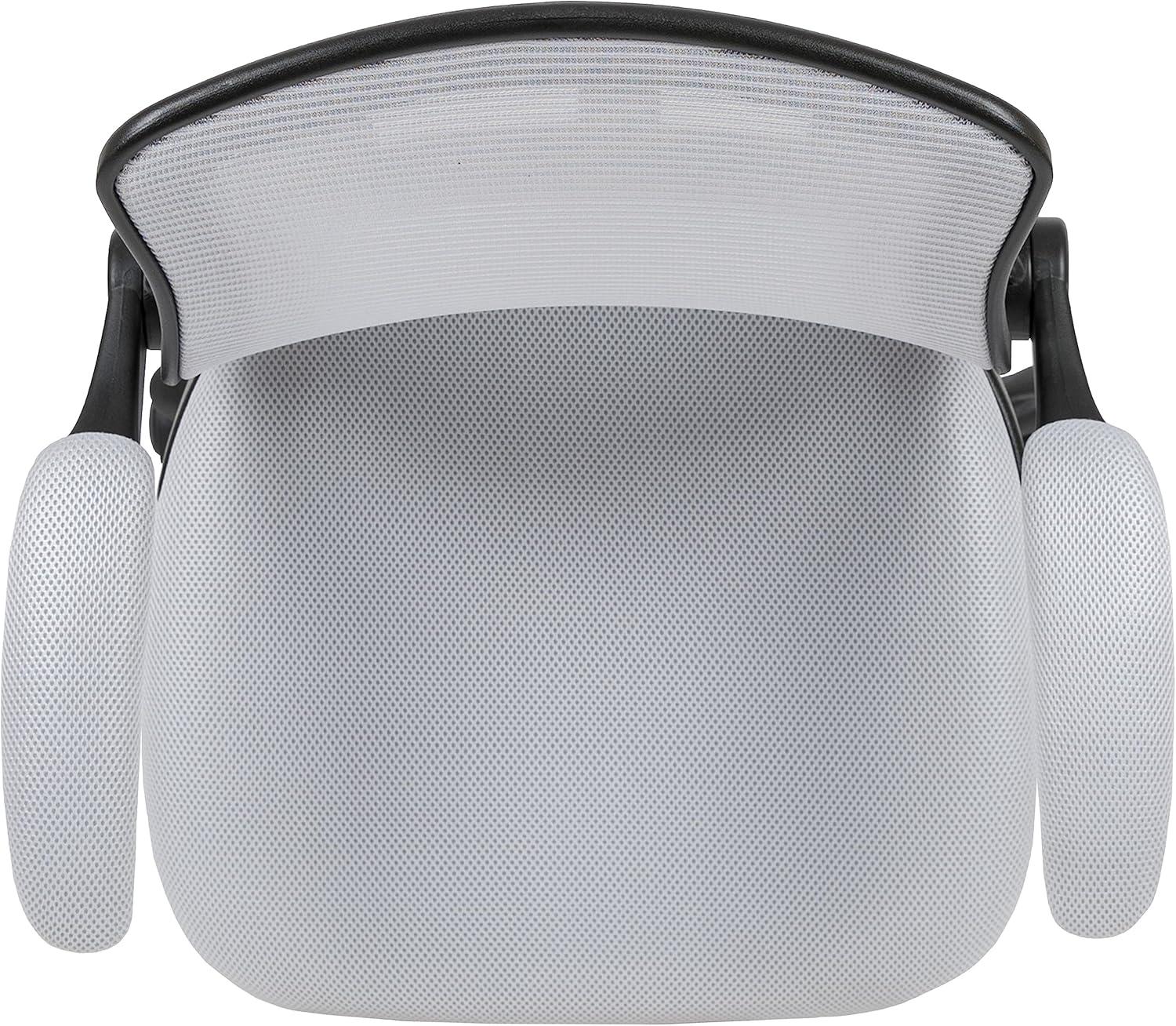 imageFlash Furniture Kale MidBack White Mesh Ergonomic Drafting Chair Adjustable Foot Ring FlipUp ArmsWhite