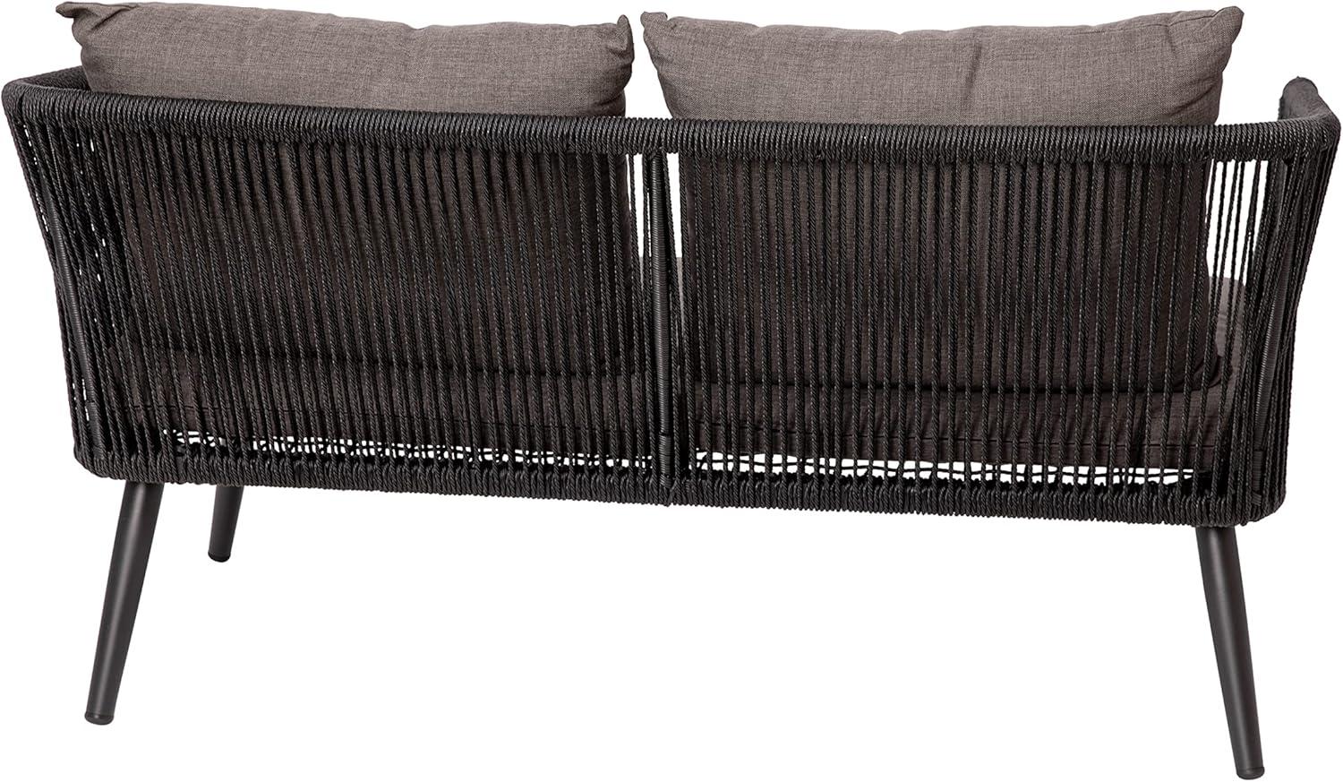 imageFlash Furniture Kallie Set of 2 IndoorOutdoor Stacking Club Chairs with Arms UV Resistant Woven Black Seat ampamp Back Gray Zippered Cushions Black Aluminum FrameBlack