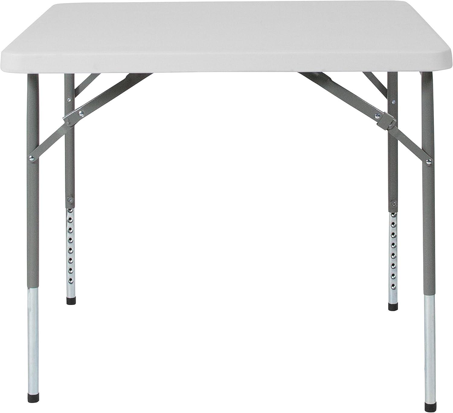 imageFlash Furniture Kathryn 279Foot Square Height Adjustable Granite White Plastic Folding Table