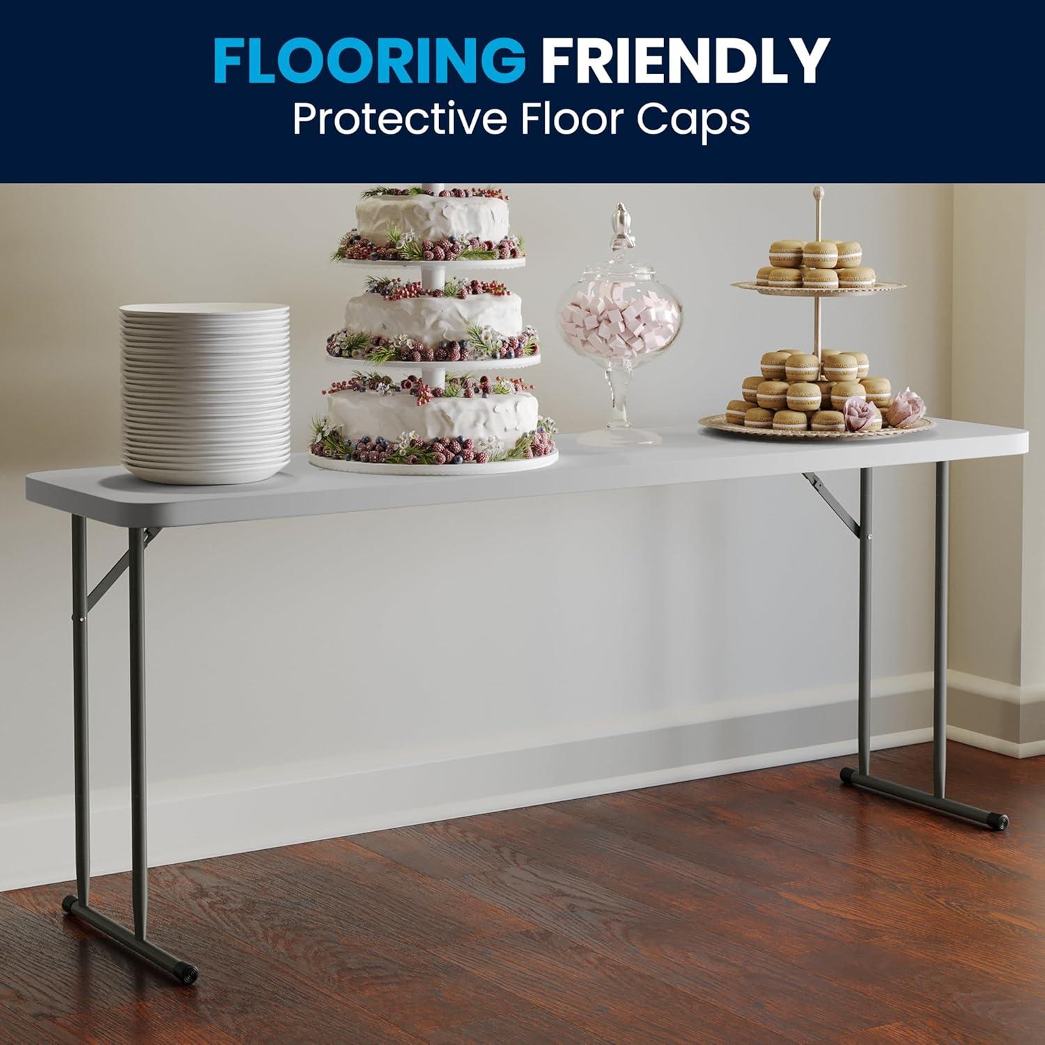 imageFlash Furniture Kathryn 6 Rectangular Plastic Folding Table Long Plastic Foldable Table for IndoorOutdoor Events BlackGranite White